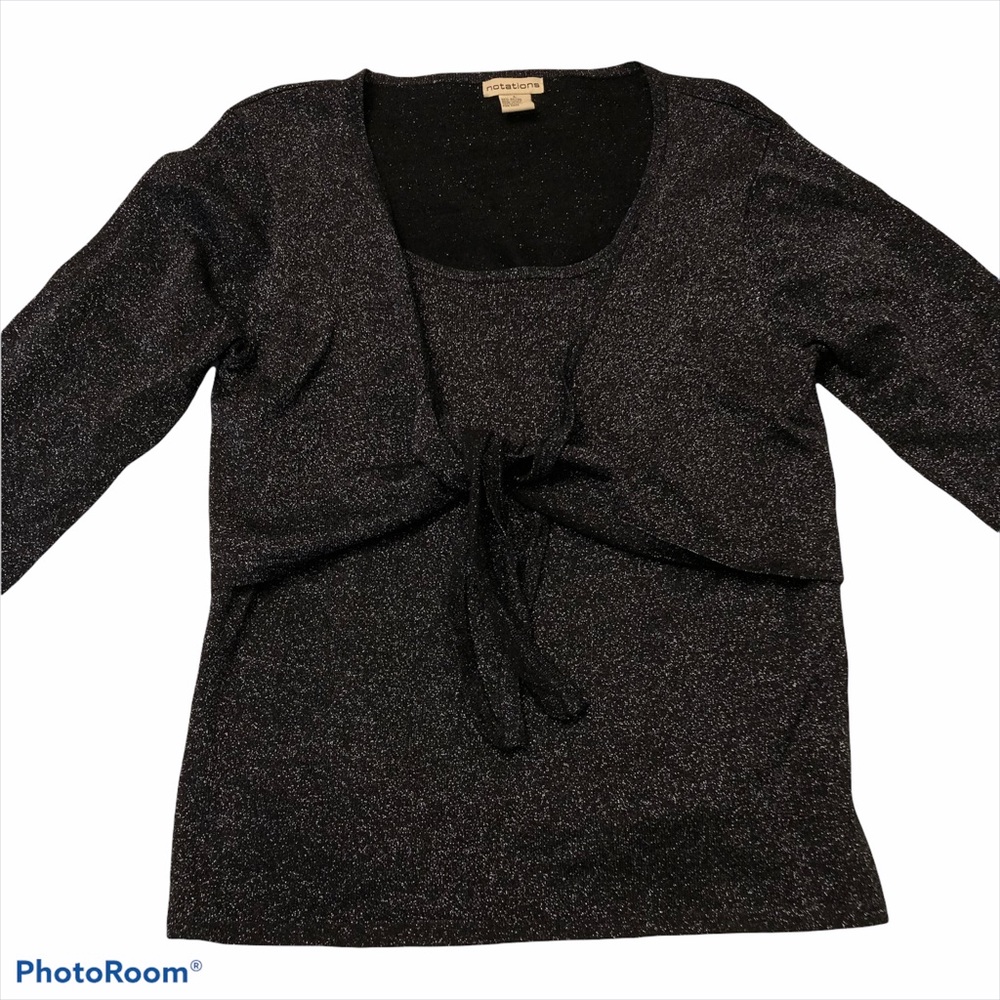 Notations Sparkly Glittery Faux 2 Piece Tie-Up Top